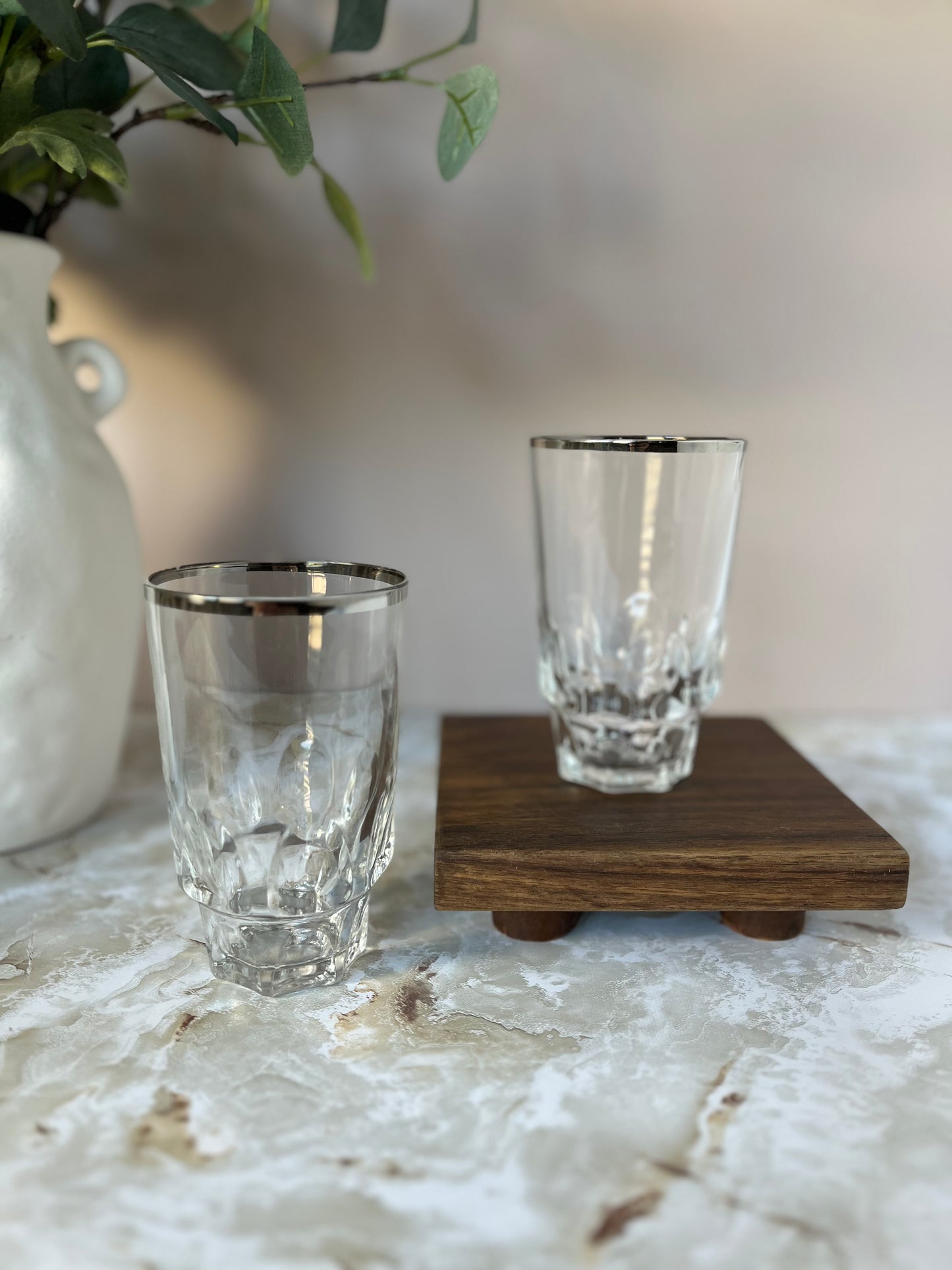 Hazel Atlas Platinum Rimmed Glasses - Set of 2