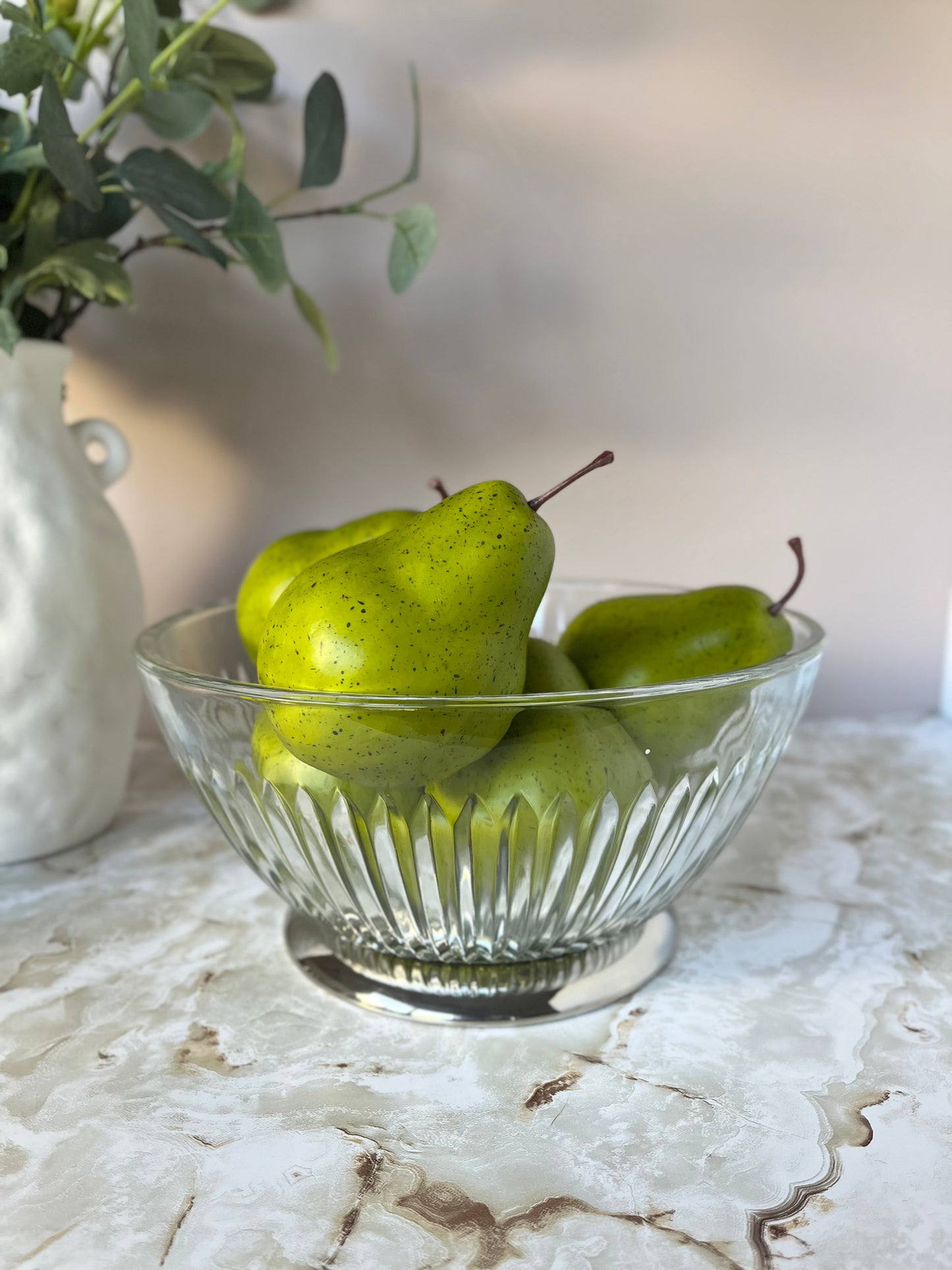 KIG Malaysia Glass and Silver Plate Pedestal Serving Bowl